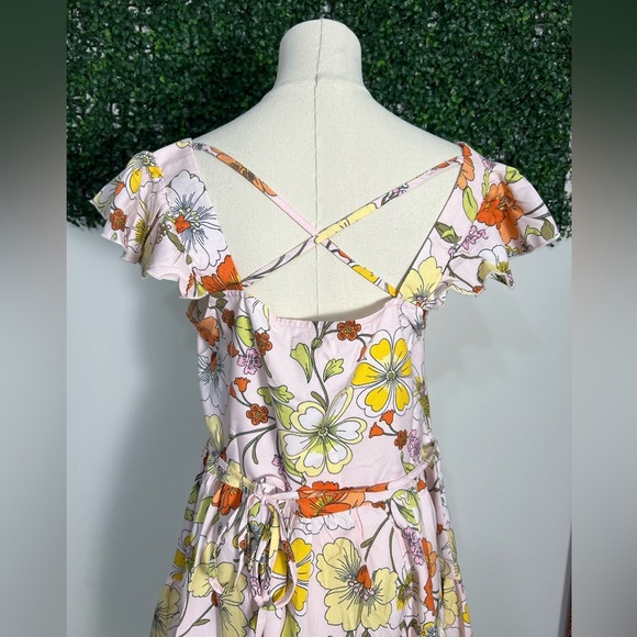 BOG Collective Lottie & Holly Floral Mini Dress Blush Pink Rust Fit N Flare Med‎ - Picture 5 of 12